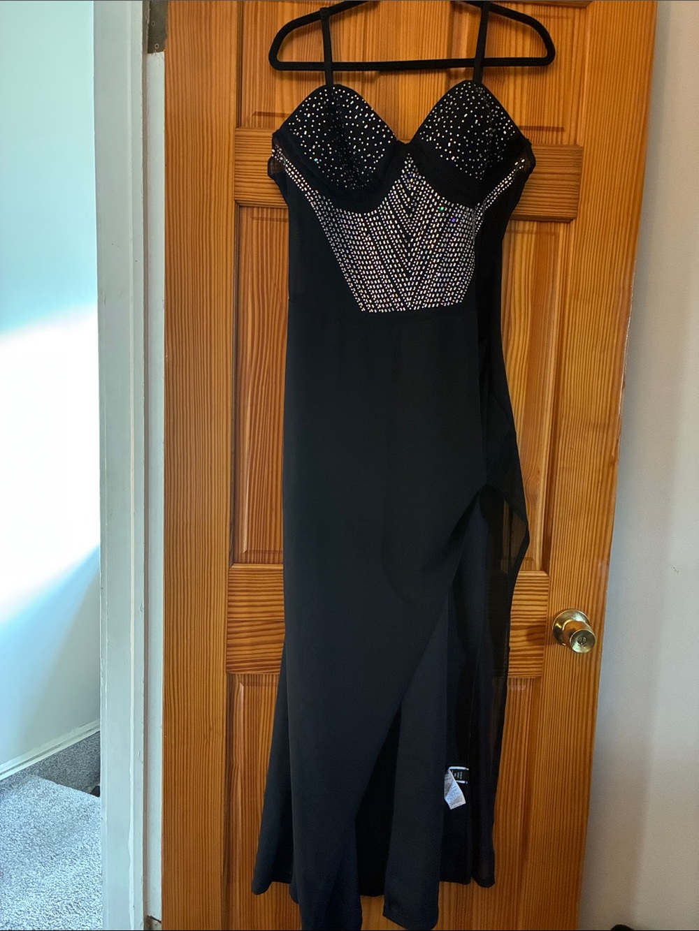SHEIN Curve Black Rhinestone Corset Mermaid Prom Dress 2XL